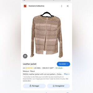 RAOUL  Pink Laser cut Leather open blazer cardigan